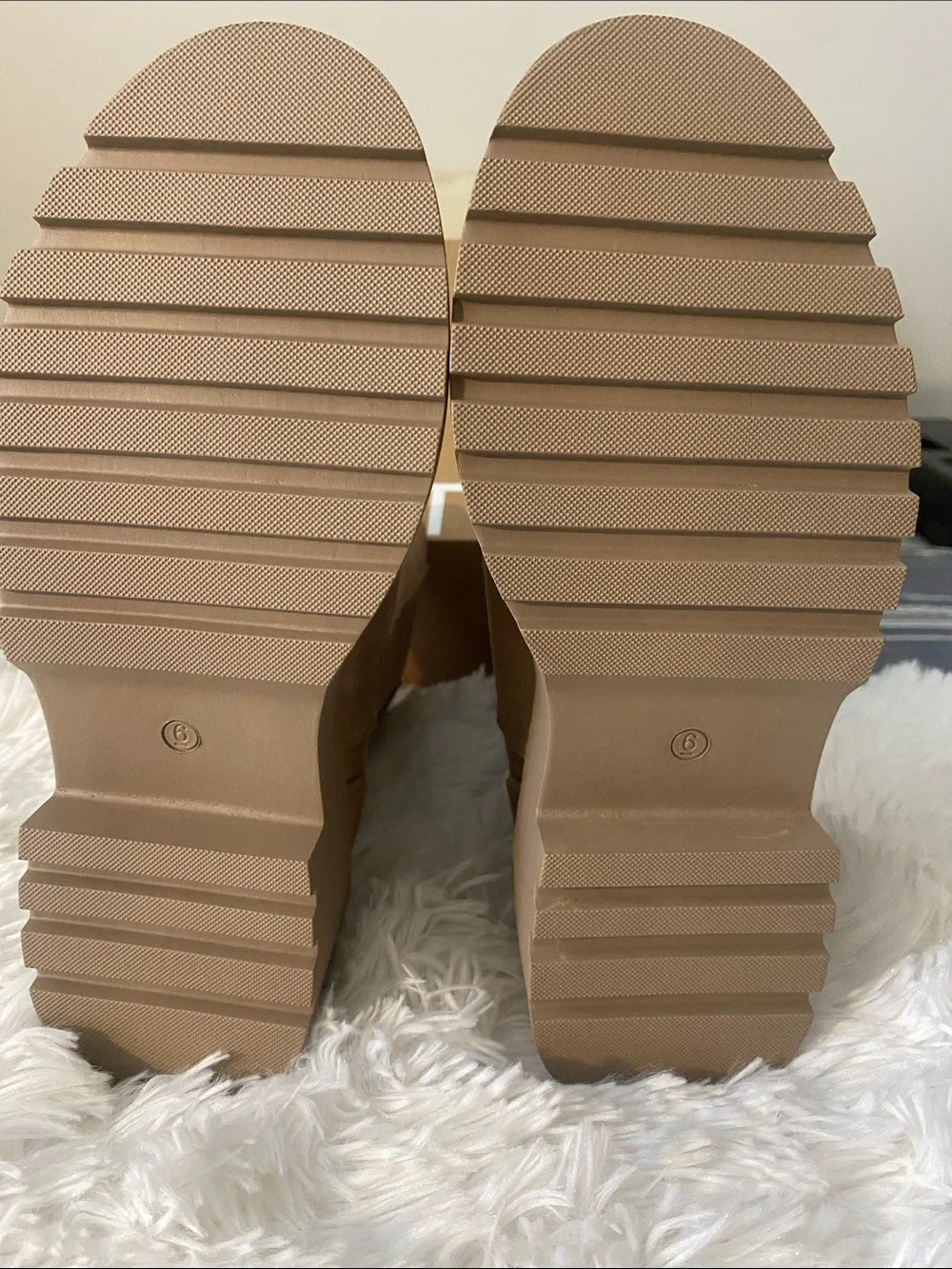 JustFab Tan Suede Platform Chelsea Boots